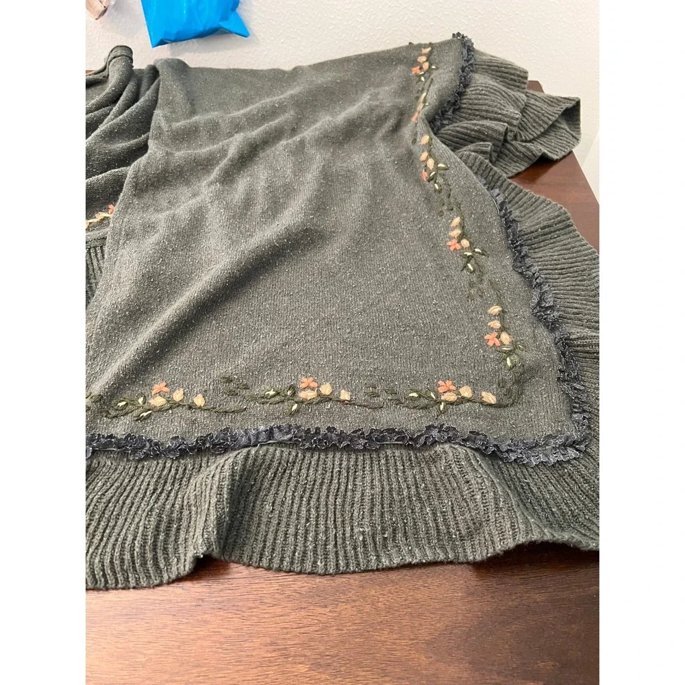 Soft Surroundings Embroidered Cardigan Nature Silk Fairy Autumn Ruffle Vintage